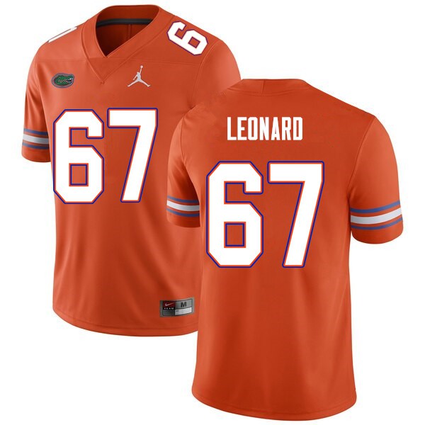 Men #67 Richie Leonard Florida Gators College Football Jerseys Orange